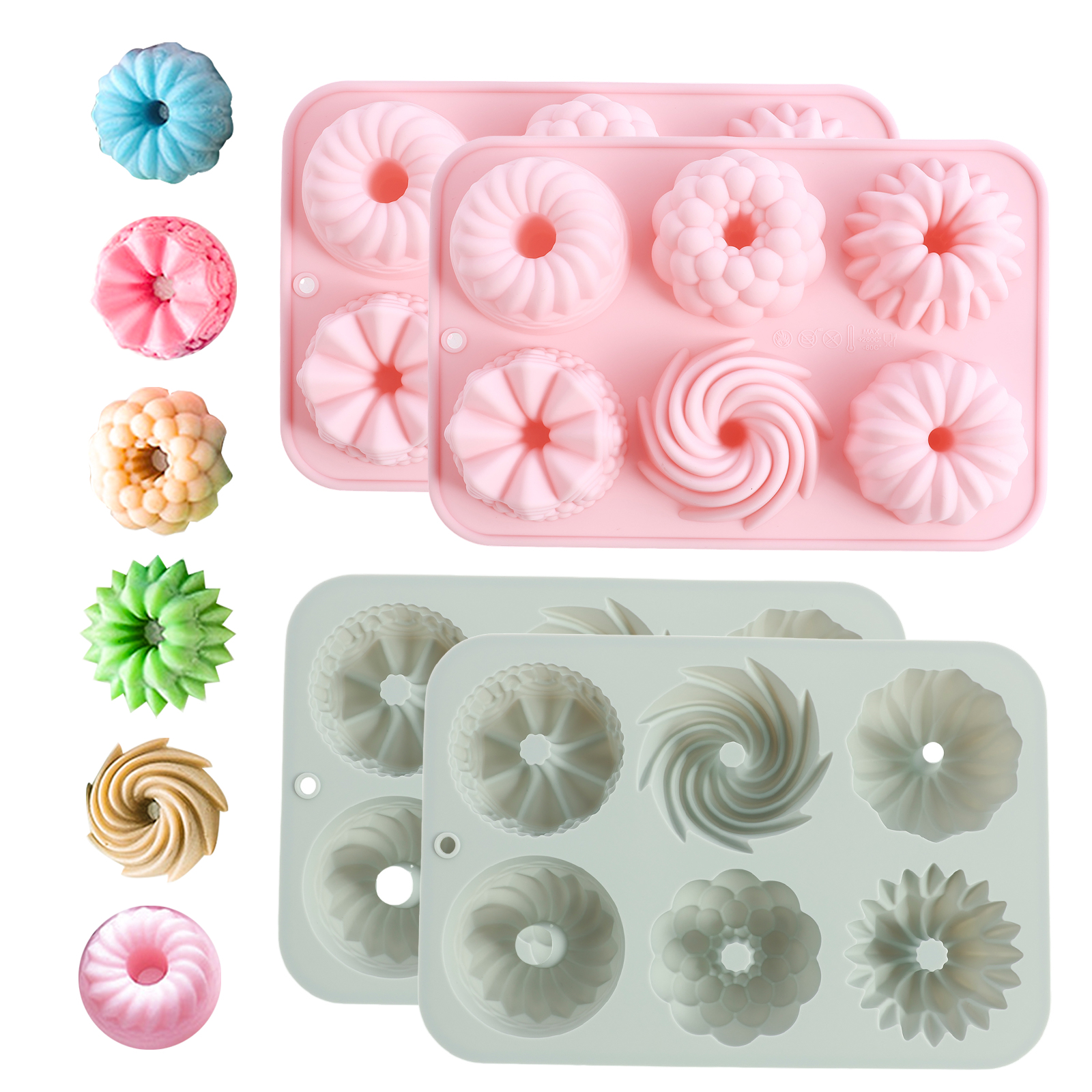 Donut Mold Silicone - 6-Cavity Silicone Fluted Tube Cake Pan