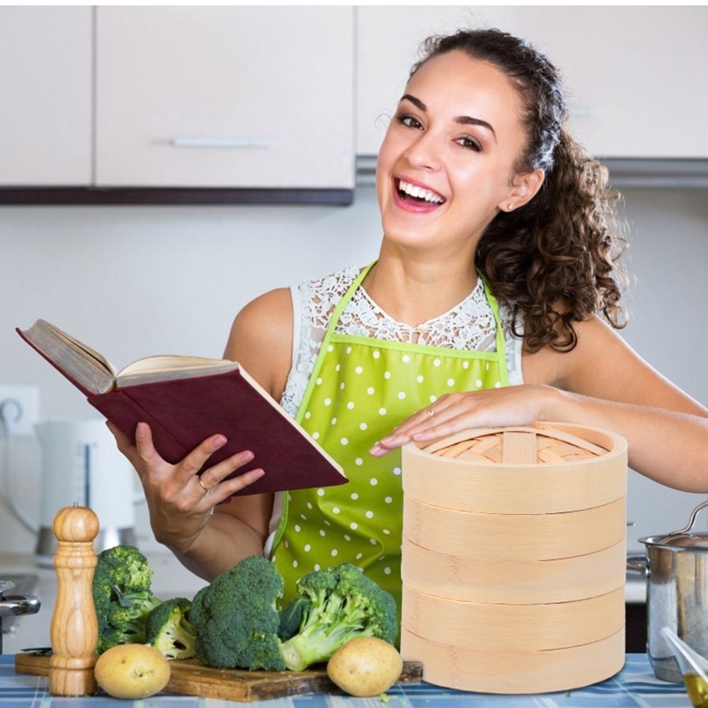 Steaming With Lid Cooking Tool - مراجعة Bao Steamer Bamboo وسعره