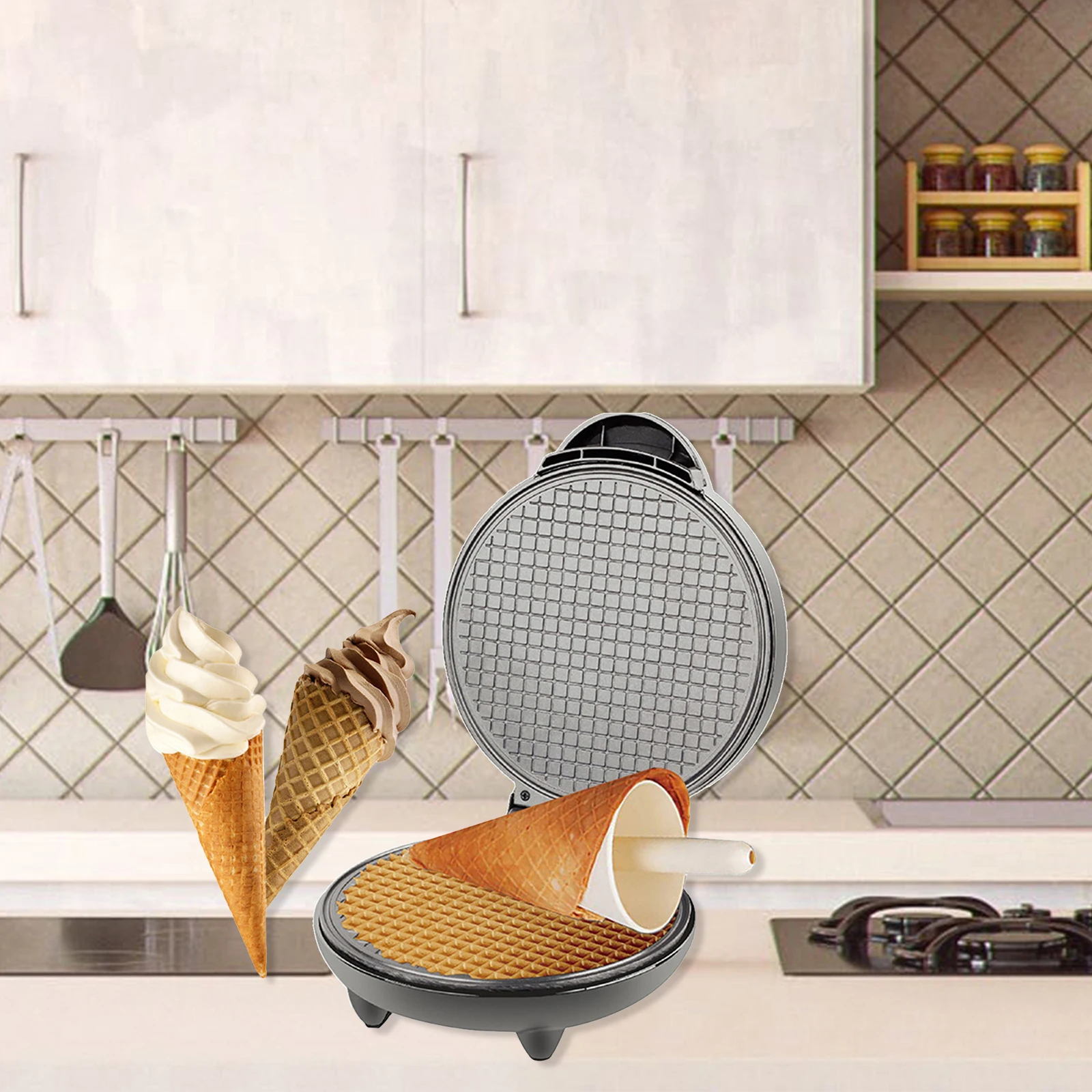 1200W Waffle Maker Nonstick Ba - مراجعة Waffle Cone Maker وسعره