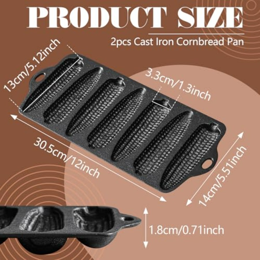 2 Pcs Cast Iron Corn Stick Pan - مراجعة Cast Iron Corn وسعره