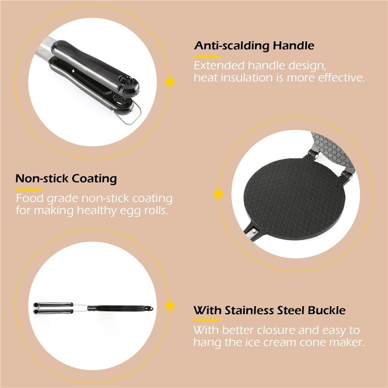 22cm Non-Stick Egg Roll Waffle - مراجعة Waffle Cone Maker وسعره