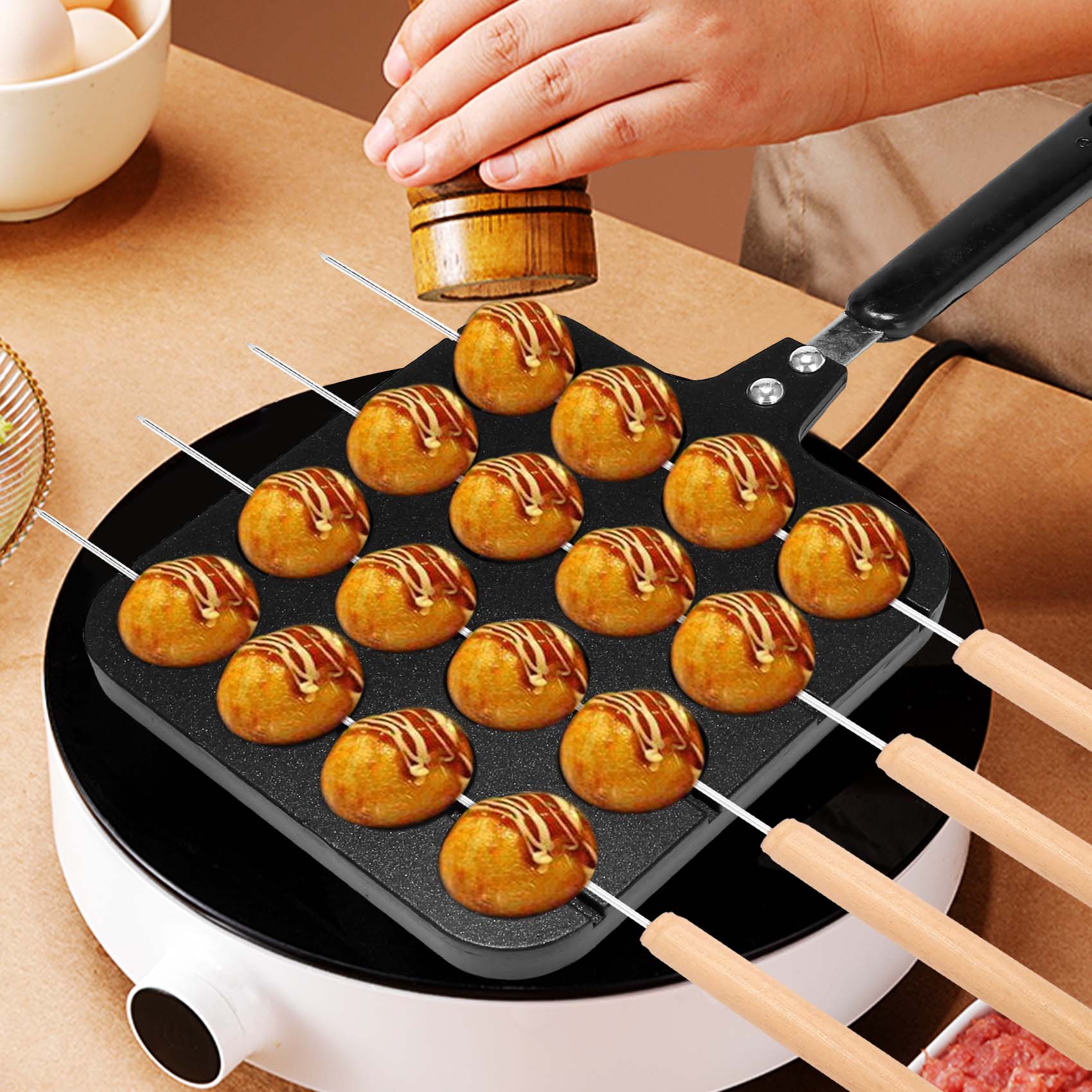 F-T 16 Holes Aluminum Takoyaki - مراجعة Takoyaki Grill Plate وسعره