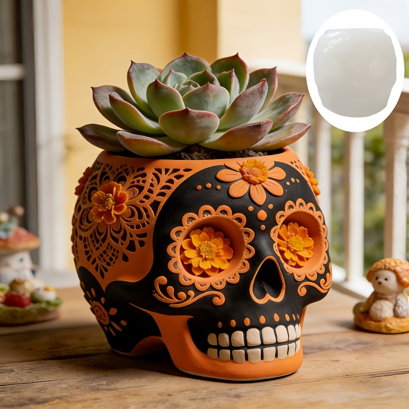 Flower relief skull succulent  - مراجعة Potsticker Mold وسعره