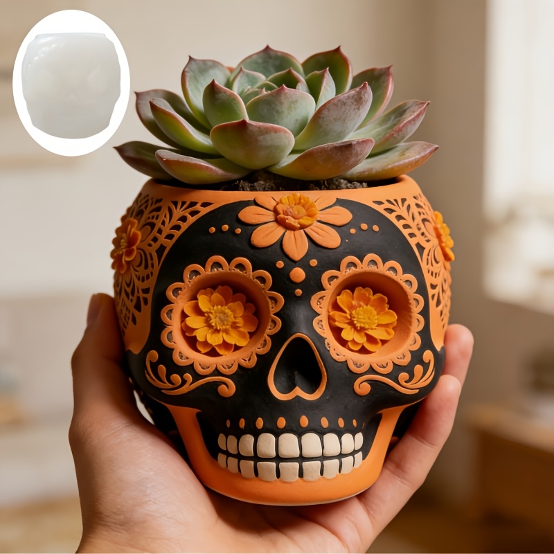 Flower relief skull succulent  - مراجعة Potsticker Mold وسعره