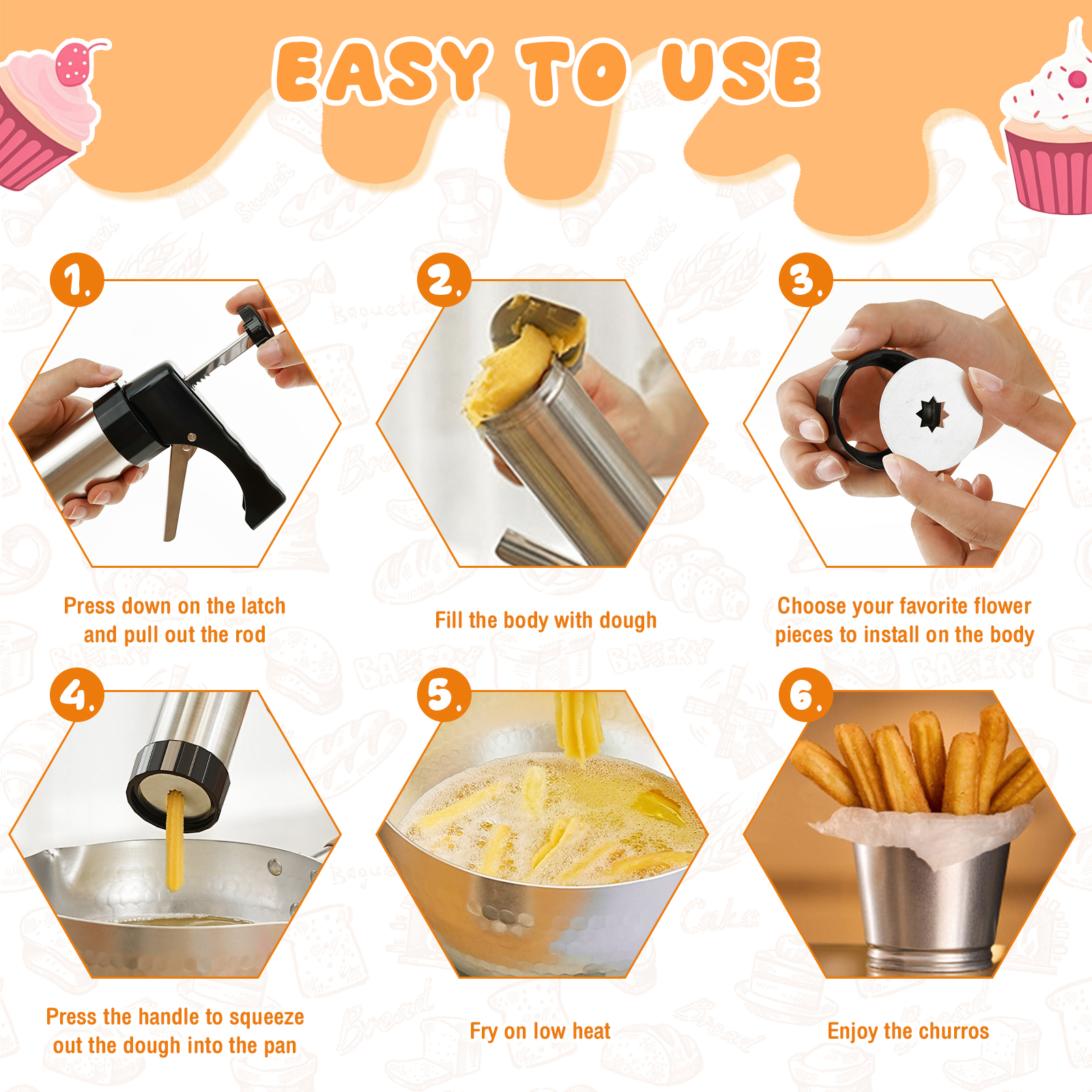 Cookie Press Gun Tips Set Stai - مراجعة Churros Maker Gun وسعره