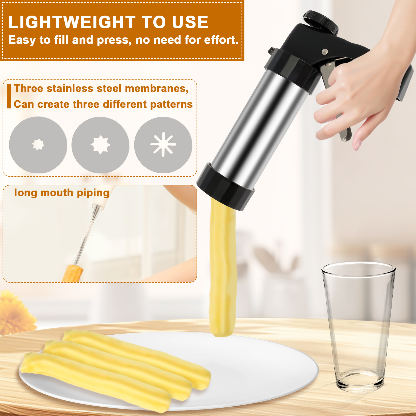 Cookie Press Gun Kit Stainless - مراجعة Churros Maker Gun وسعره