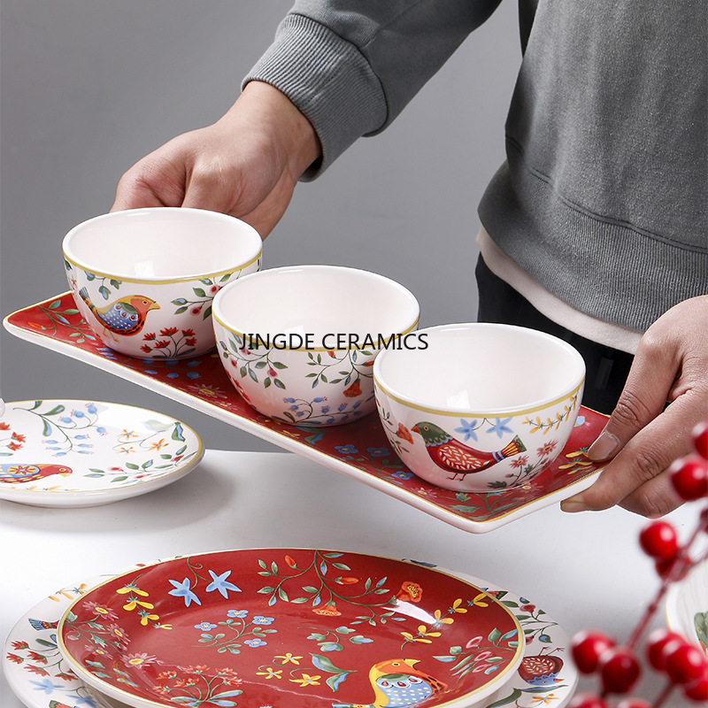 1pc European Ceramic Red Flowe - مراجعة Dim Sum Basket وسعره