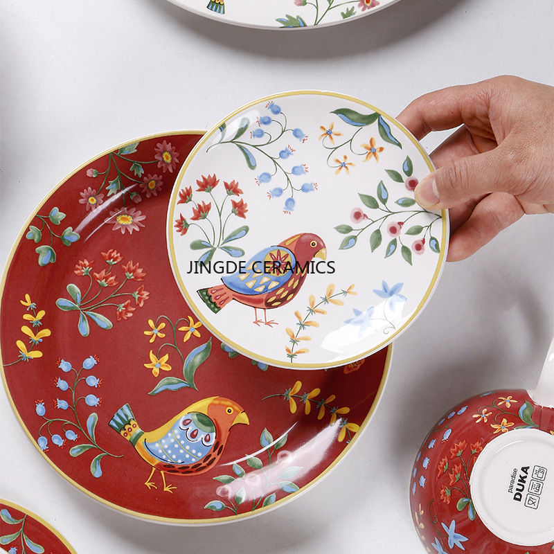 1pc European Ceramic Red Flowe - مراجعة Dim Sum Basket وسعره
