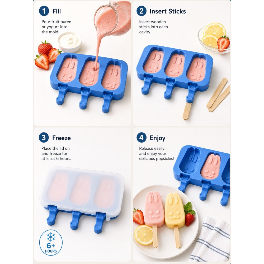1pc 3-Cavity Silicone Popsicle - مراجعة Bunny Cake Mold وسعره