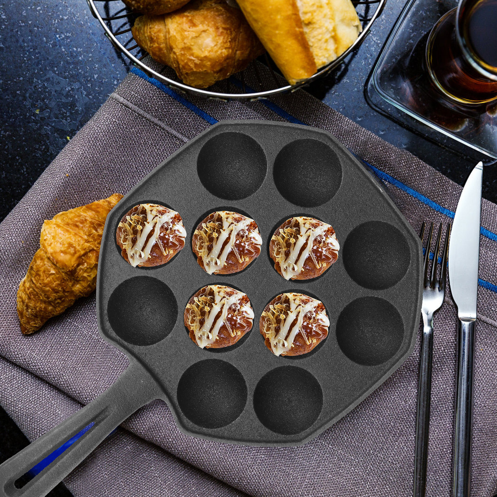 Takoyaki Pan 12 Molds Cast Iro - مراجعة Takoyaki Grill Plate وسعره