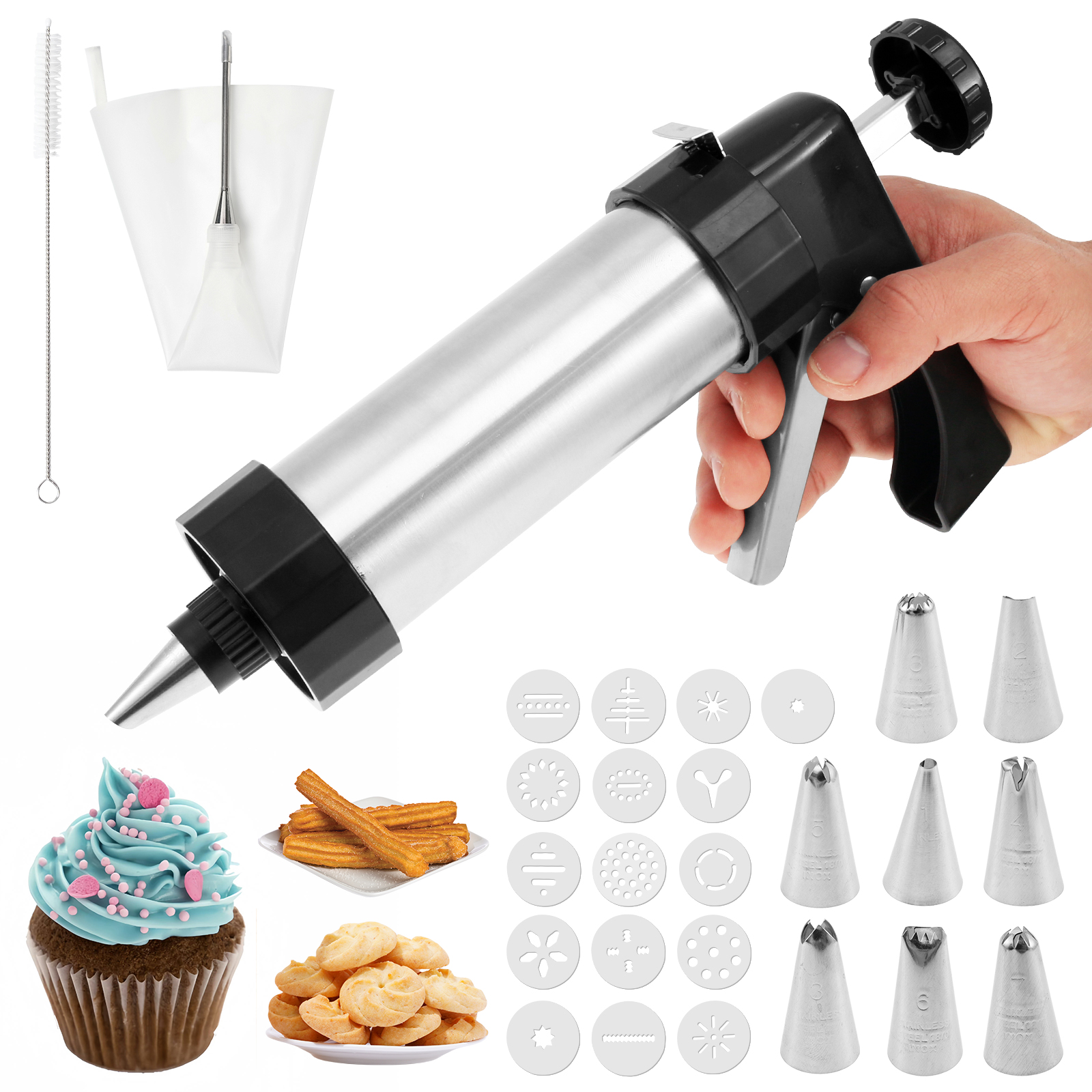 Stainless Steel Cookie Gun Chu - مراجعة Churros Maker Gun وسعره