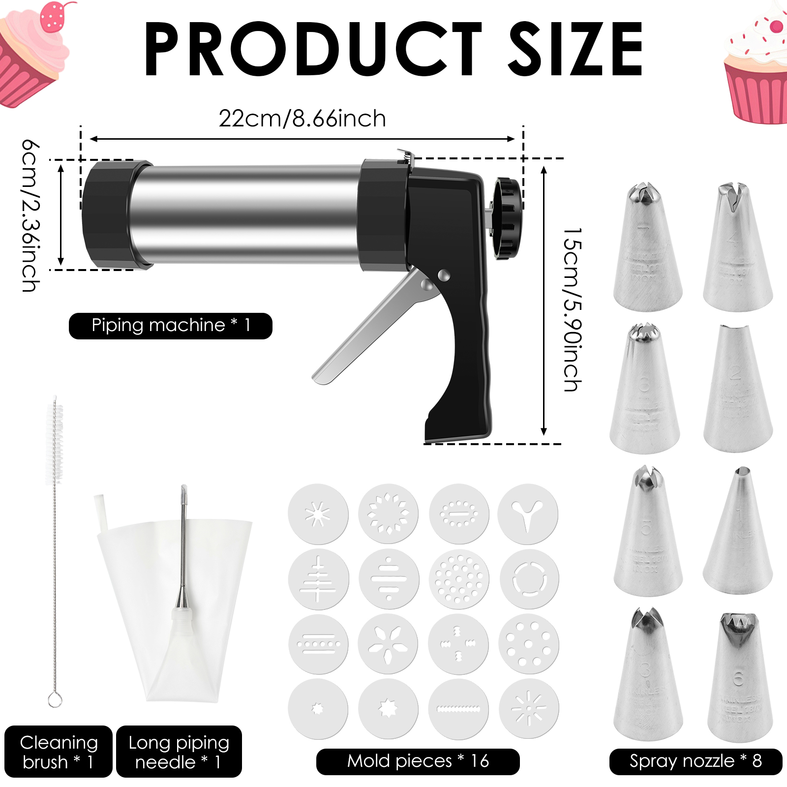Stainless Steel Cookie Gun Chu - مراجعة Churros Maker Gun وسعره